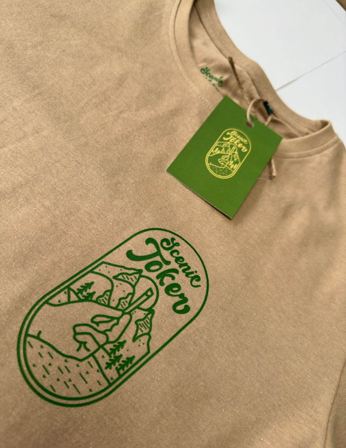 Scenictoker khaki organic t-shirt